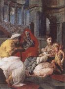 Francesco Primaticcio The Holy family with St.Elisabeth and St.John t he Baptist France oil painting artist
